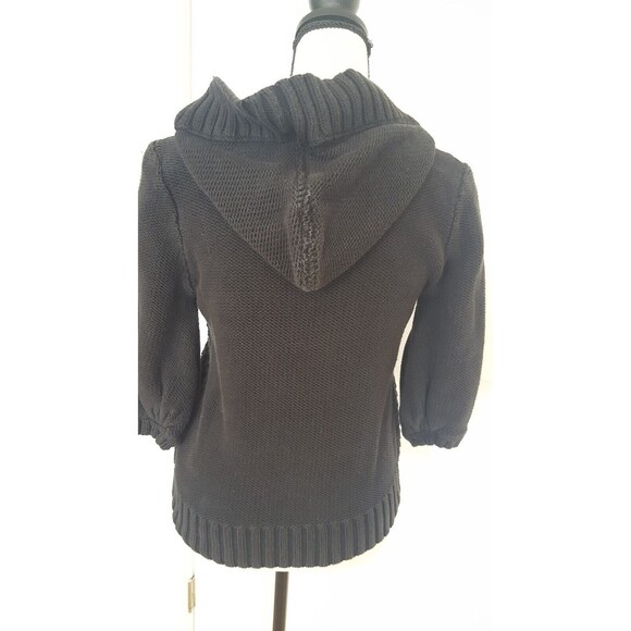 EDC by Esprit crop Cardigan Black Bulky Cotton Cabled, Hooded, size Medium - Picture 4 of 12